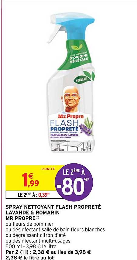 spray nettoyant flash propreté lavande & romarin mr propre