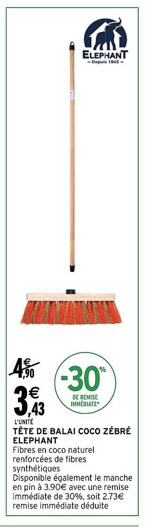tête de balai coco zébré elephant
