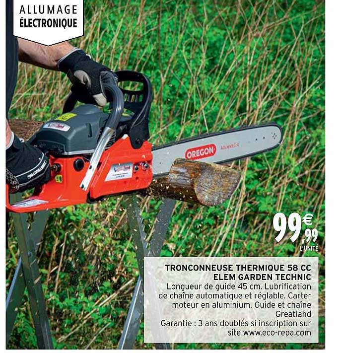 tronçonneuse thermique 58 cc elem garden technic
