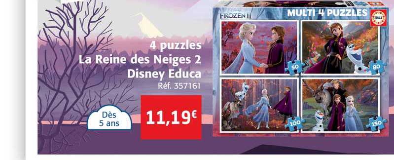 4 puzzles la reine des neiges disney educa