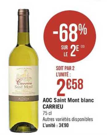 aoc saint mont blanc carrieu -68% sur le 2è