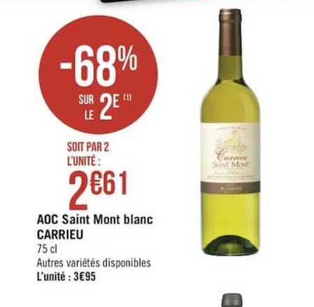 aoc saint mont blanc carrieu -68% sur le 2è