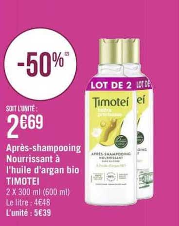 après shampooing nourissant à l'huile d'argan bio timotei