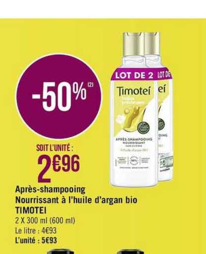 après shampooing nourrissant à l'huile d'argan bio timotei
