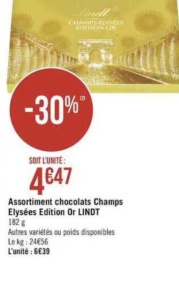assortiment chocolats champs elysées edition or lindt