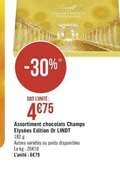 assortiment chocolats champs elysées édition or lindt
