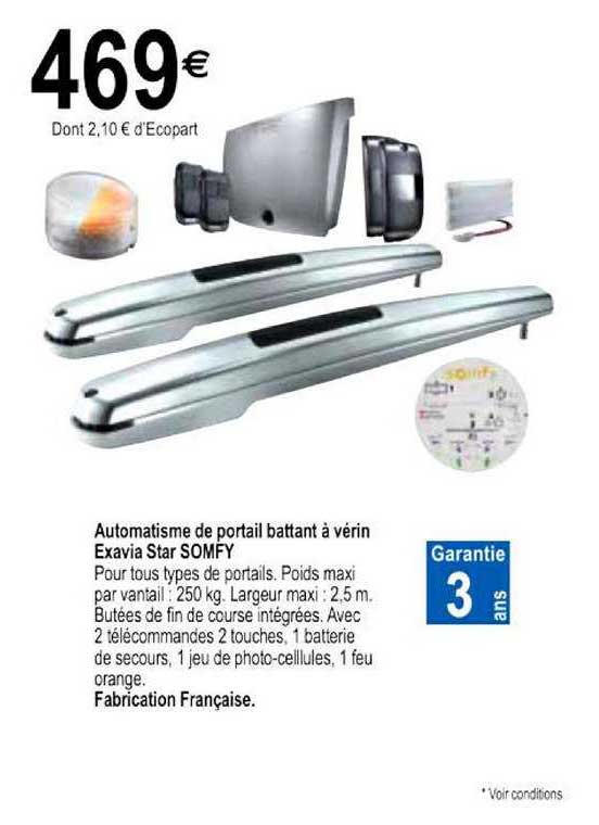 automatisation de portail battant à vérin exavia star somfy