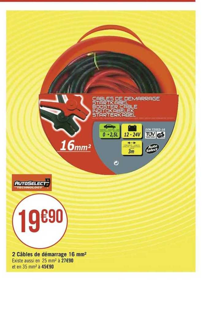 autoselect 2 câbles de démarrage 16 mm2