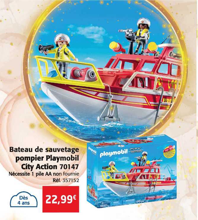 bateau de sauvetage pompier playmobil city action 70147