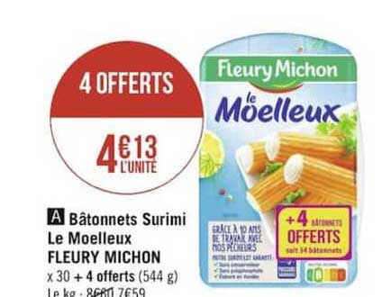 bâtonnets surimi le moelleux fleury michon 4 offerts