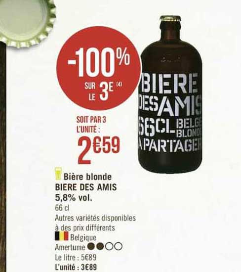 bière blonde bière des amis 5.8% vol. -100% sur le 3e