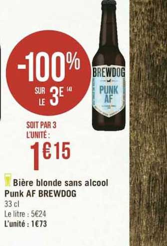 bière blonde sans alcool punk af brewdog -100% sur le 3e