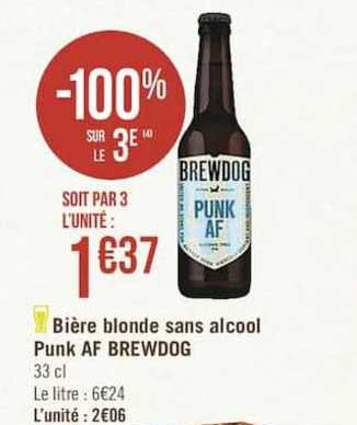 Bière Blonde Sans Alcool Punk Af Brewdog -100% Sur Le 3e