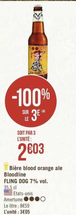 bière blood orange ale bloodine fling dog 7% vol. -100% sur le 3e