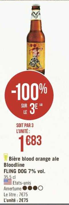 bière blood orange ale bloodine fling dog 7% vol. -100% sur le 3e