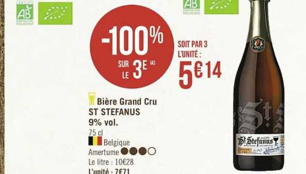 bière grand cru st stefanus 9% vol. -100% sur le 3e