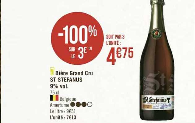 bière grand cru st stefanus 9% vol. -100% sur le 3e