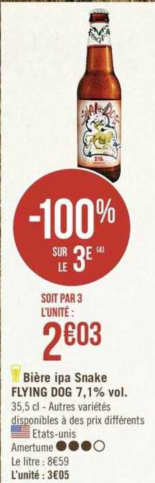 bière ipa snake flying dog 7.1% vol. -100% sur le 3e