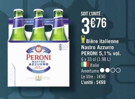 bière italienne nastro azzurro peroni 5.1% vol.