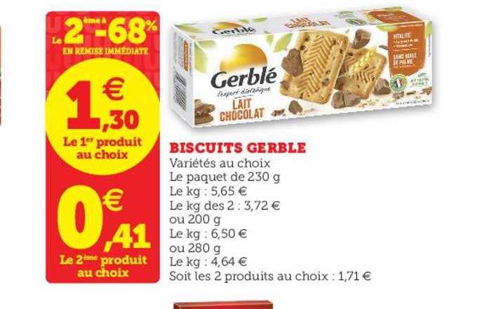 Biscuits Gerblé Le 2ème à -68% En Remise Immédiate