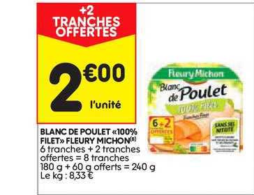 blanc de poulet 100% filet fleury michon