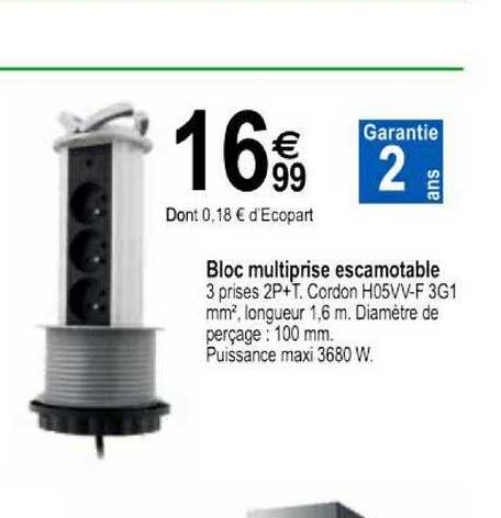 Bloc Multiprise Escamotable