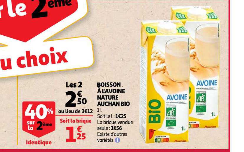 Boisson à L'avoine Nature Auchan Bio