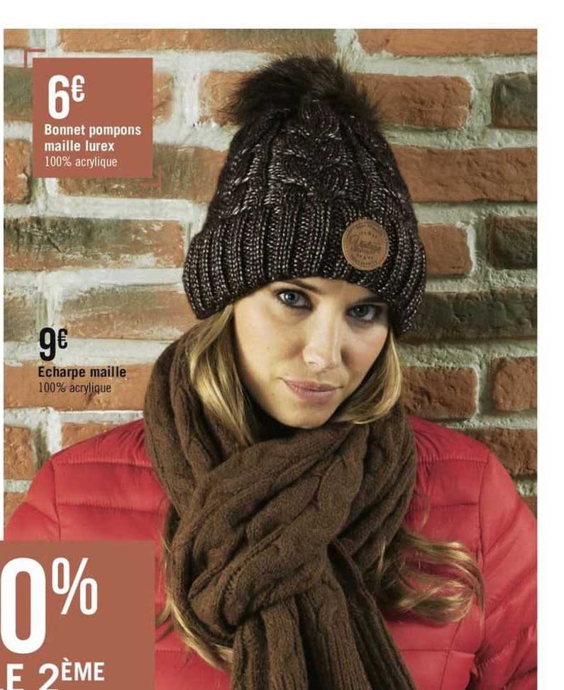 bonnet pompons maille lurex echarpe maille