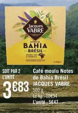 café moulu notes de bahia brésil jacques vabre