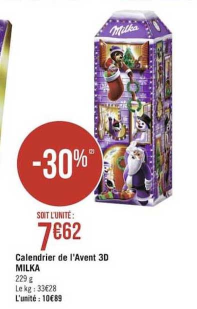 calendrier de l'avent 3d milka