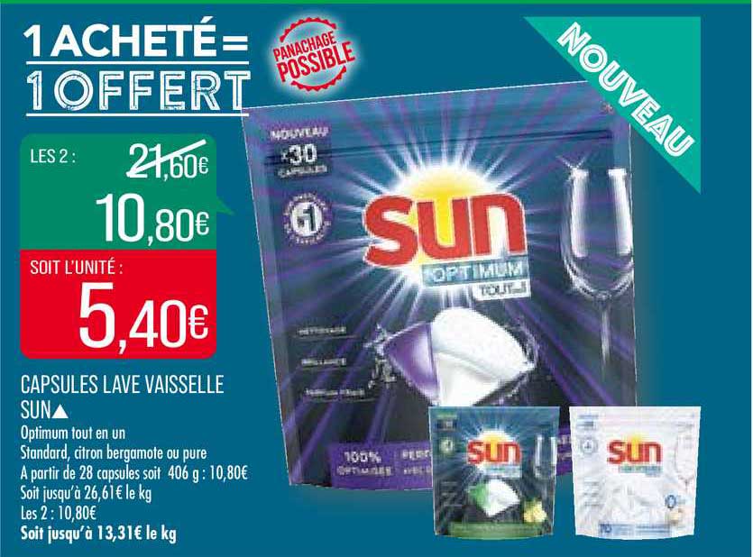 capsules lave vaisselle sun 1 acheté = 1 offert