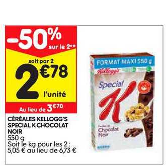 Céréales Kellogg's Spécial K Chocolat Noir -50% Sur Le 2e