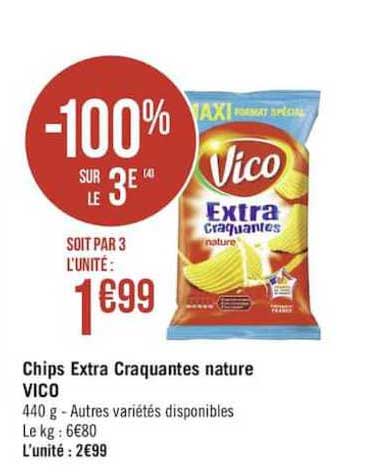 Chips Extra Craquantes Nature Vico -100% Sur Le 3e