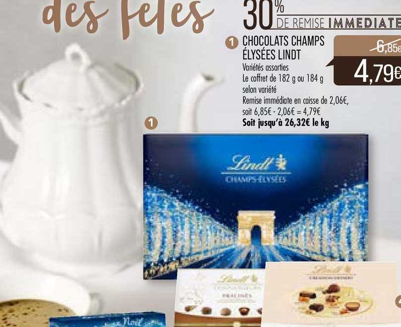 chocolats champs élysées lindt 30% de remise immédiate