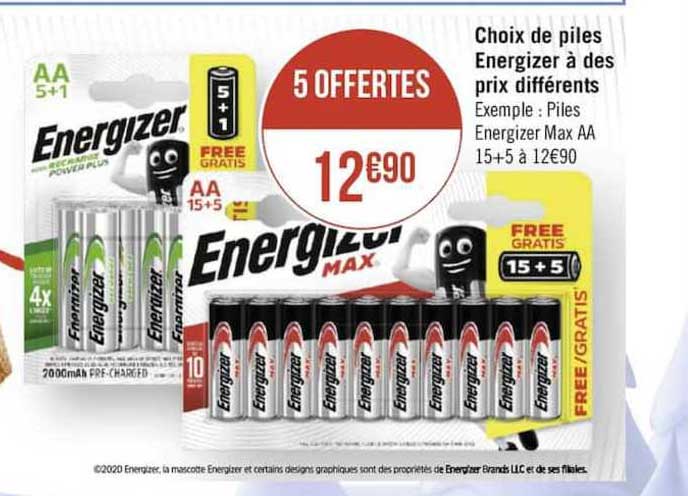 choix de piles energizer à des prix différents