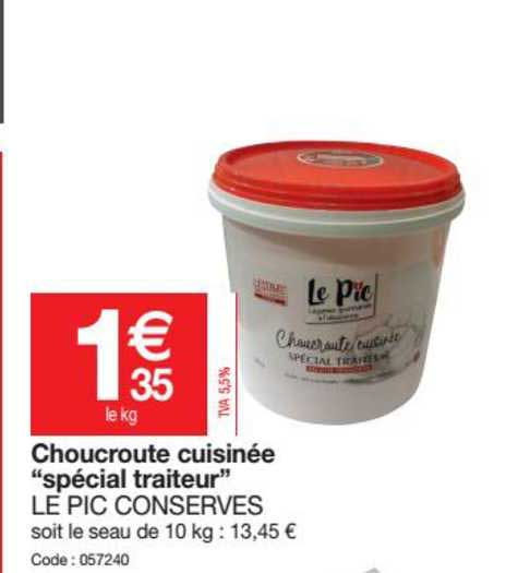 choucroute cuisinée "spécial traiteur" le pic conserves