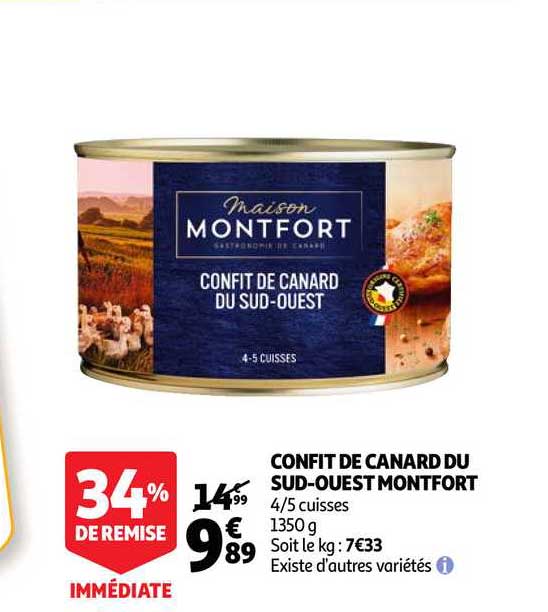 confit de canard du sud-ouest montfort