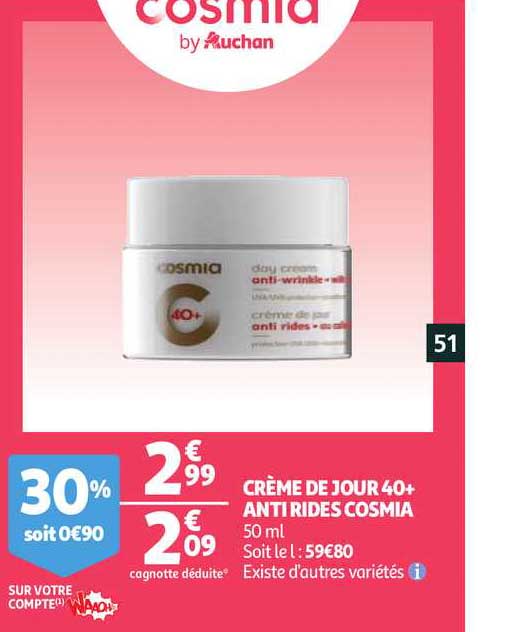 crème de jour 40+anti rides cosmia