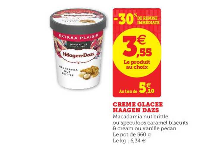 crème glacée haagen dazs -30% de remise immédiate