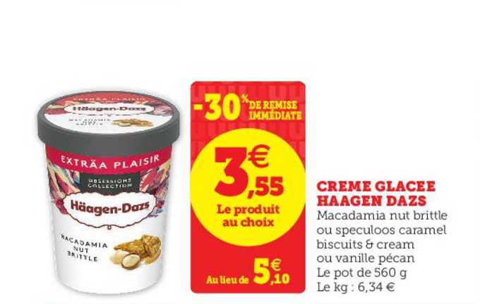 crème glacée haagen dazs -30% de remise immédiate