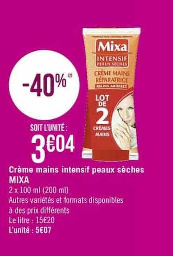 crème mains intensif peaux sèches mixa