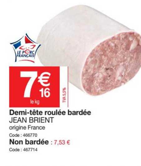 demi tête roulée bardée non bardée jean brient