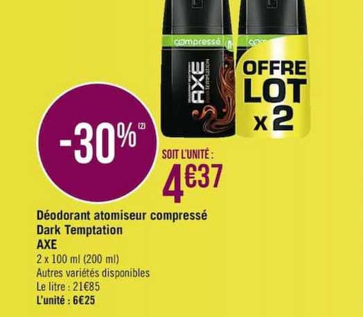 déodorant atomiseur compressé dark temptation axe