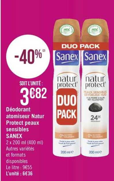 déodorant atomiseur natur protect peaux sensibles sanex