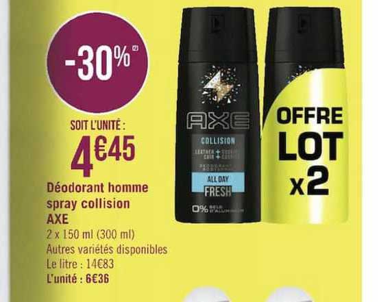 déodorant homme spray collision axe