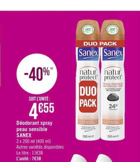 déodorant spray peau sensible sanex