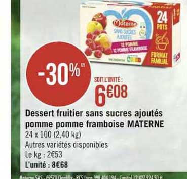 Dessert Fruitier Sans Sucres Ajoutés Pomme Pomme Framboise Materne