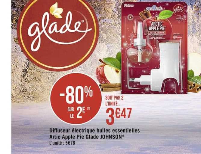diffuseur électrique huiles essentielles artic apple pie glade johnson -80% sur le 2è