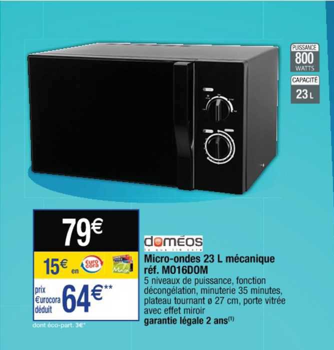 doméos micro ondes 23 l mécanique réf. mo16dom