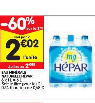 Eau Minérale Naturelle Hépar -60% Sur Le 2e